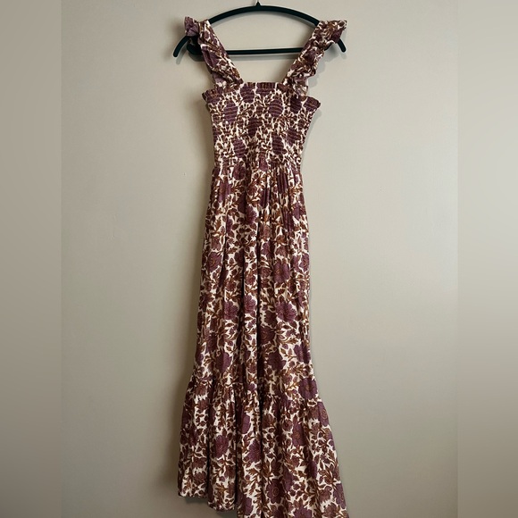 Floral Smocked Maxi Dress in Mauve Pink - Picture 4 of 7